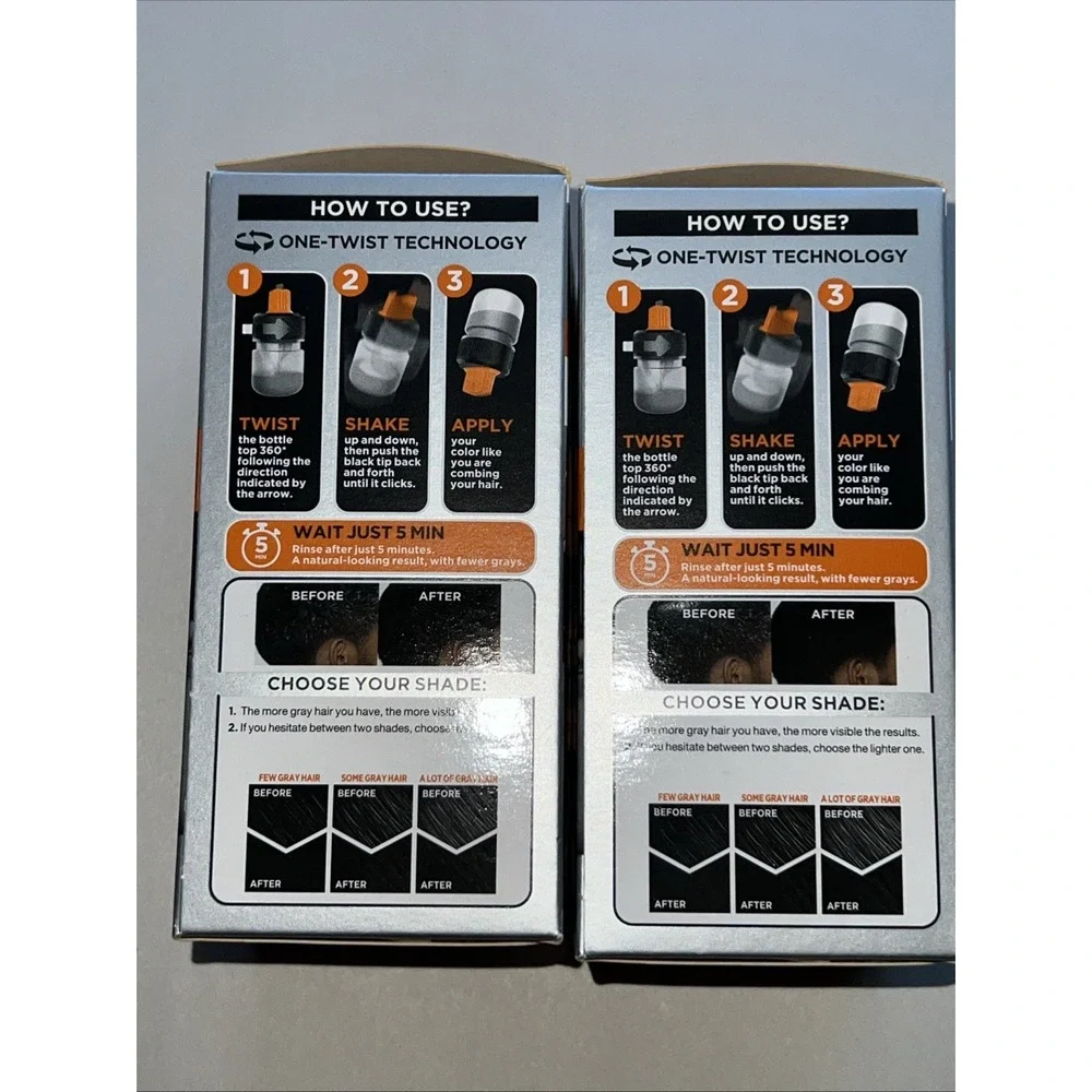 Lot of 2 L'Oreal Men‎ Expert One Twist Mess Free 5 Min Hair Color # 01 Jet Black